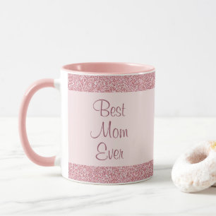 Caneca Melhor Mãe Rosa Modelo de Largura Dourada