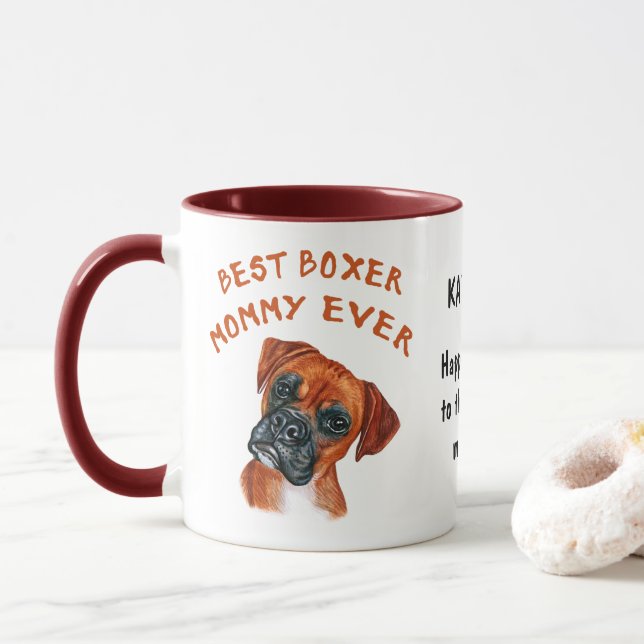 Caneca Melhor mamãe Boxer já personalizada (Com Donut)