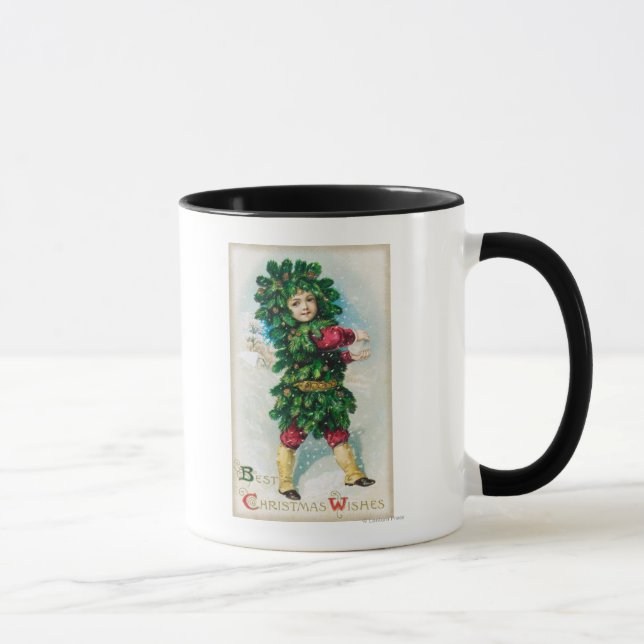 Caneca Melhor Natal Deseja Homem na Casaco Evergreen (Direita)