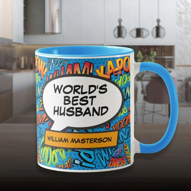 Caneca Melhor nome personalizado para o marido do mundo (World's Best Husband Fun Personalised Name Mug)