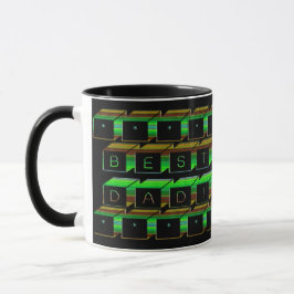 Caneca Melhor Pai bloqueia texto verde e castanho