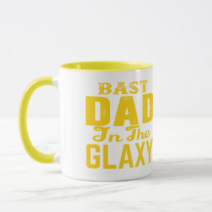 Caneca Melhor Pai Da Galáxia Tipografia Vintage Dourada M