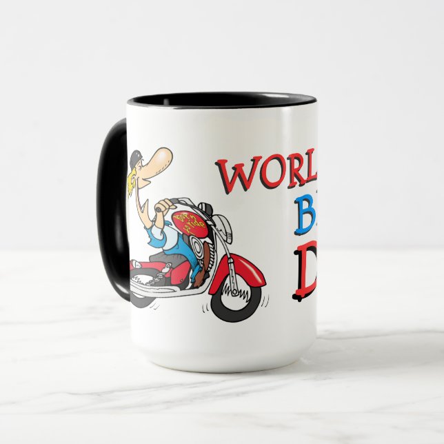 Caneca Melhor Pai de Biker para Mundos Coloridos (Frente Esquerda)