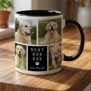 Caneca Melhor Pai de Cachorro 4 Colagem de Fotos Preto Br