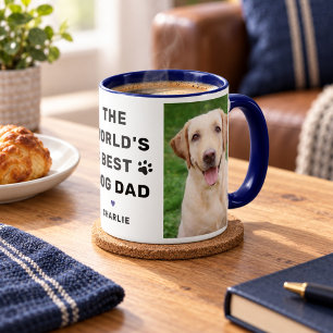 Caneca Melhor Pai de Cachorro do Mundo Foto Azul-Marinho