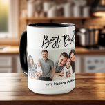 Caneca Melhor Pai de Fotografia do Script 3 do Pincel Mod<br><div class="desc">Melhor Pai De Script De Pincel Para 3 Fotografias</div>