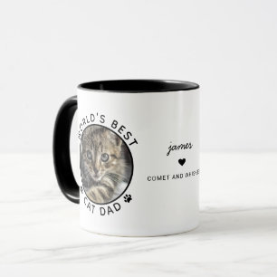 Caneca Melhor Pai de Gato Divertido Duas Fotos Tipografia
