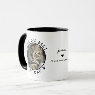 Caneca Melhor Pai de Gato Divertido Duas Fotos Tipografia