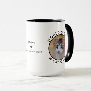 Caneca Melhor Pai de Gato Duas Fotos Tipografia Moderna