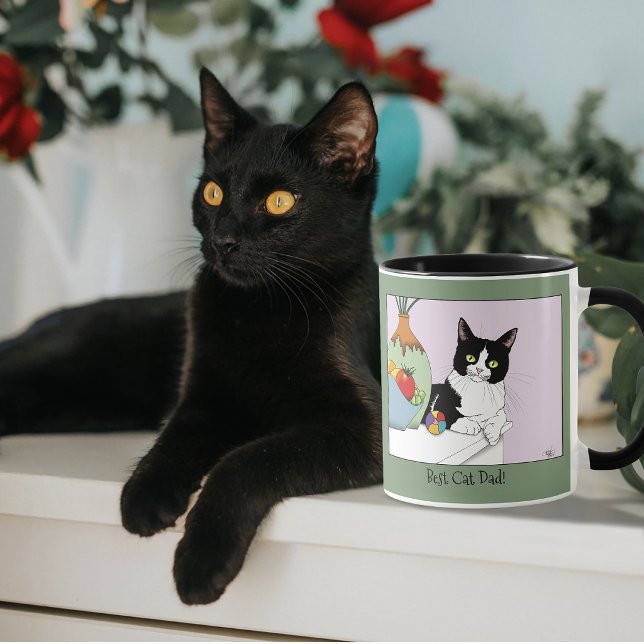 Caneca Melhor Pai de Gato Gato de Smoking Fofo Dia dos Pa (Criador carregado)