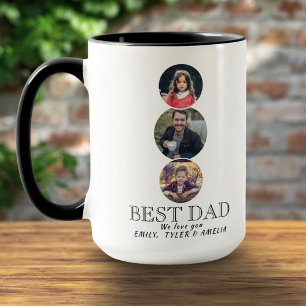 Caneca Melhor Pai Dia dos Pais 3 Colagem de Fotos Oval