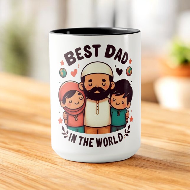 Caneca Melhor Pai do Mundo - Adorável Pai Muçulmano (Criador carregado)
