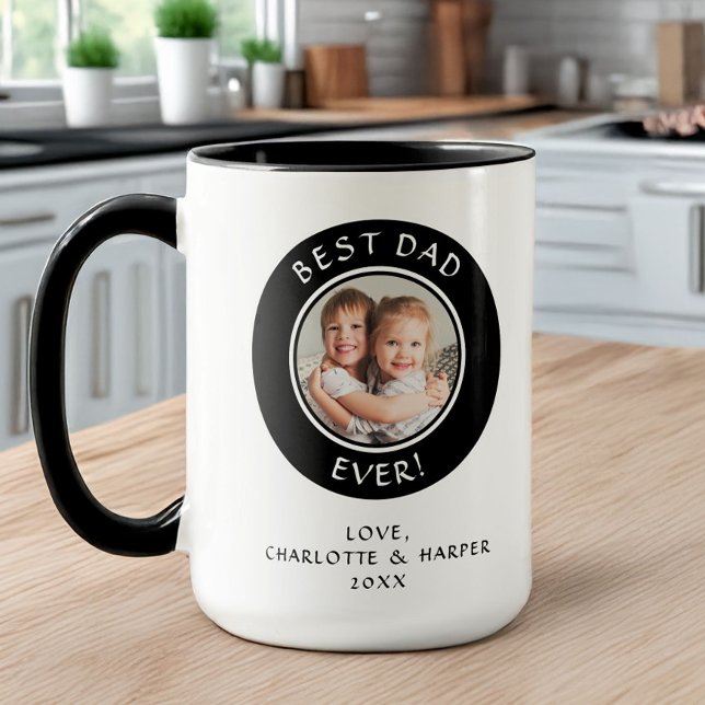 Caneca Melhor Pai do Mundo Modelo de Foto Moderno Diverti (Best Dad Ever Family Photo Modern Fun Template Mug)