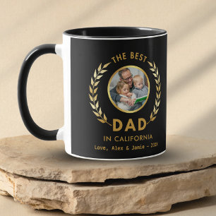 Caneca Melhor Pai em Foto Personalizada CHICAGO Preta e D