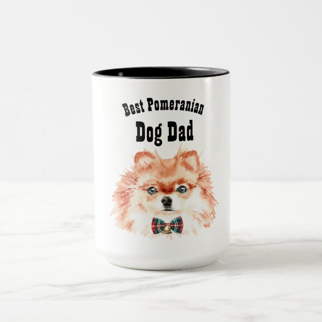 Caneca Melhor PAI POMERANIANO DOG - rosto ilustrado fofo (Centro)