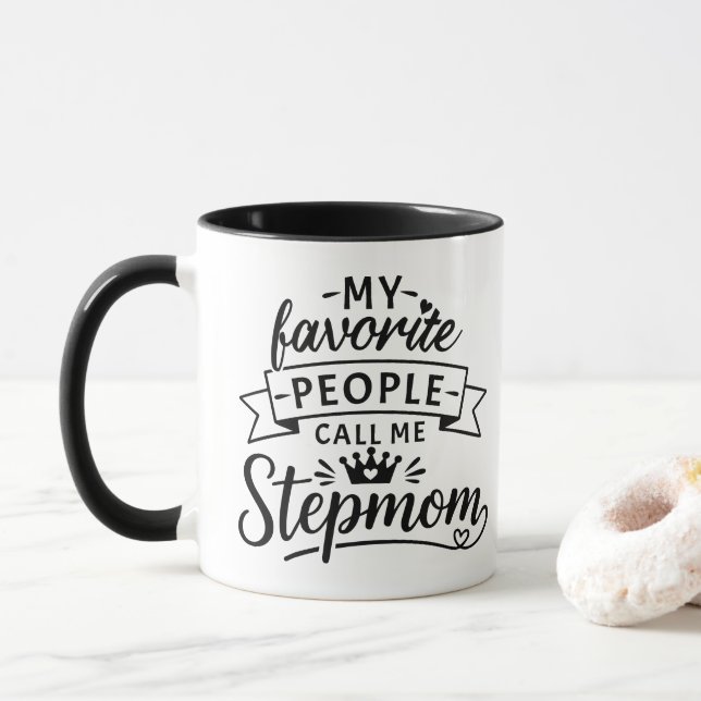 Caneca Melhor Presente de Madrasta de Família Misturada F (Com Donut)