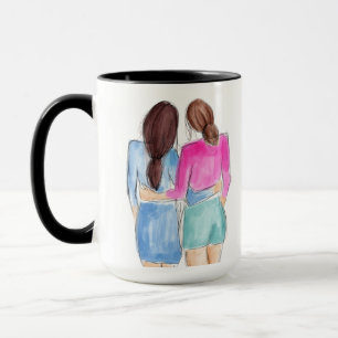 Caneca Melhor Presente para Amigos Duas garotas morenas c