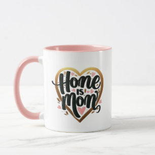 Caneca Melhor Presente para Mãe "Lar é Mamãe" – Coração