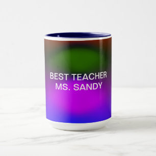 Caneca Melhor Professor Adicionar Nome Azul, Roxo, Verde