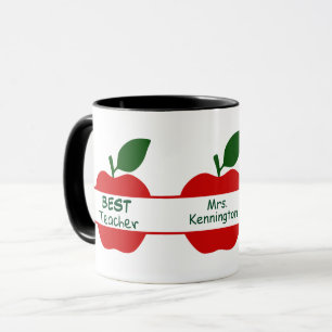 Caneca Melhor professor vermelho de Apple personalizado