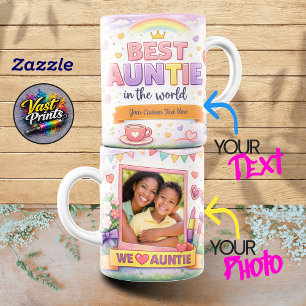 Caneca Melhor Tia Coroa Arco-Íris Colagem de Fotos Person