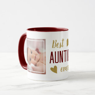 Caneca Melhor Tia Ever 2 Fotografia Maroon e Dourada Keep