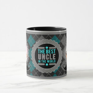 Caneca Melhor Tio do Mundo em Teal Green Argyle 2-Foto