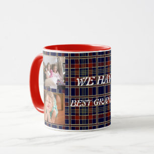 Caneca Melhor Vovó Apresentando 4 Fotos Xadrez Tartan
