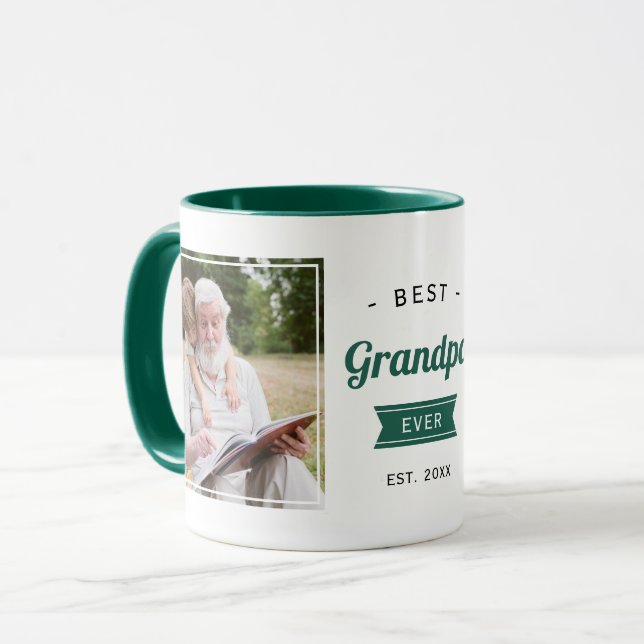 Caneca Melhor Vovô Já Vovô Foto De Aniversário Verde (Frente Esquerda)