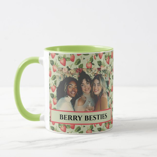Caneca Melhores Amigas Morango Verde e Vermelho Foto Amig (Esquerda)