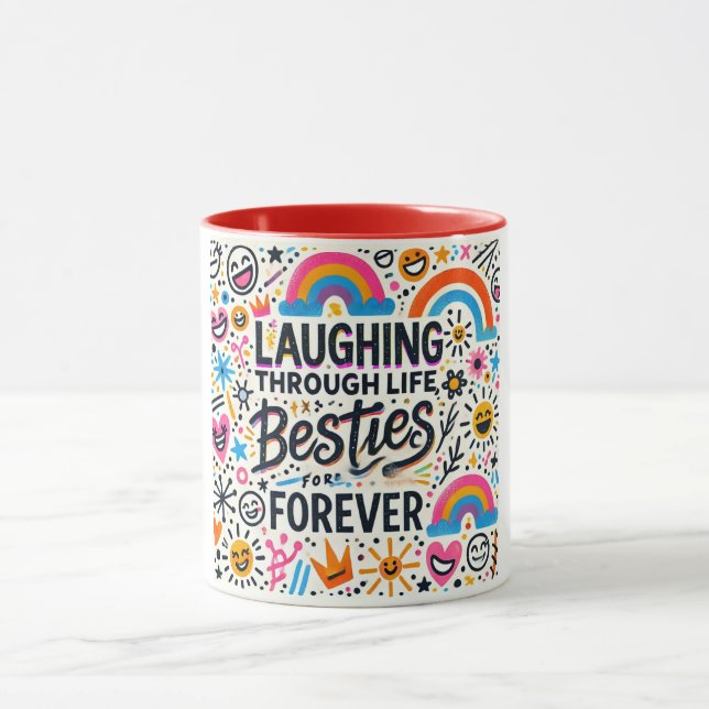 Caneca Melhores Amigas Para Sempre Amizade Rindo Através  (Centro)