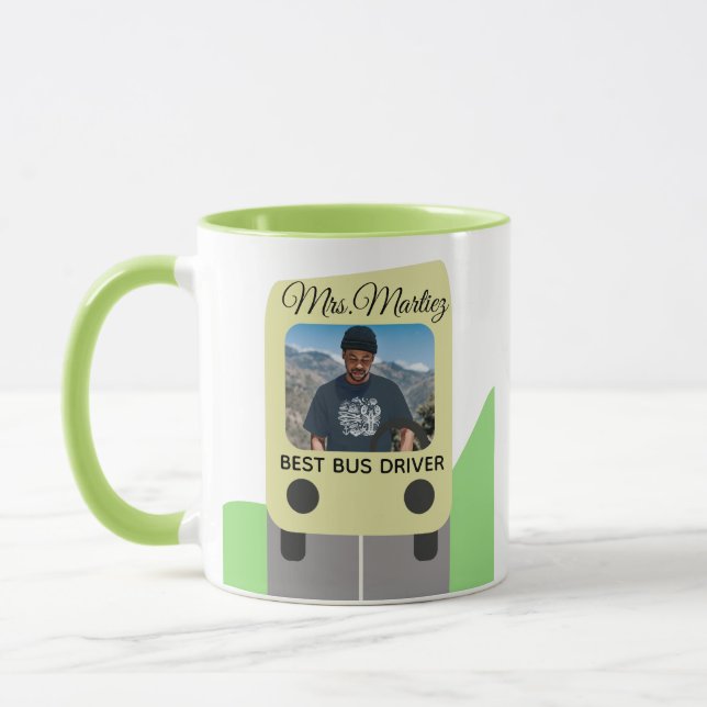 Caneca Melhores Presentes de Fotos para Motorista de Ônib (Esquerda)
