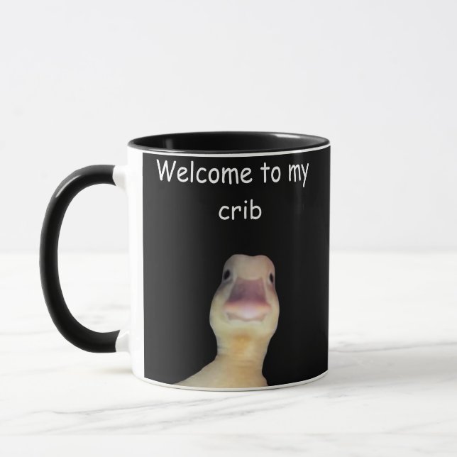 Caneca Meme de Pato Engraçado – “Bem-vindo ao Meu Quarto” (Esquerda)