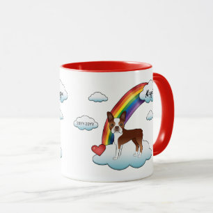 Caneca Memorial Arco-íris do Boston Terrier Vermelho e Br