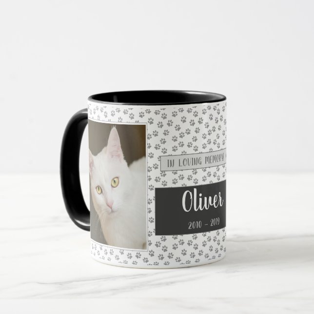 Caneca Memorial de Estimação Cinza Em Memória Cari (Frente Esquerda)