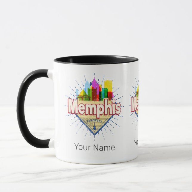 Caneca Memphis Tennessee EUA Retro Skyline (Esquerda)