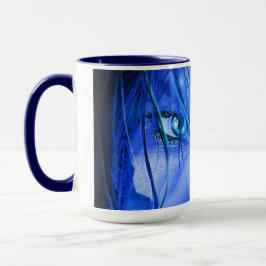 CANECA MENINA AZUL COM MEDO OCULTO COM CRÂNIO