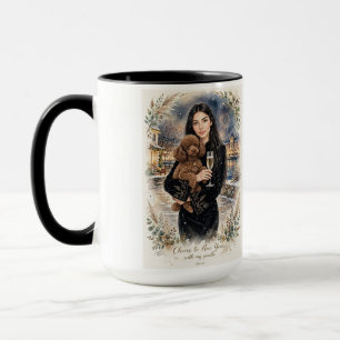 Caneca Menina beijando cachorrinho Poodle–Mãe de Poodle