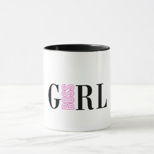 Caneca Menina Chefe Rosa Preto
