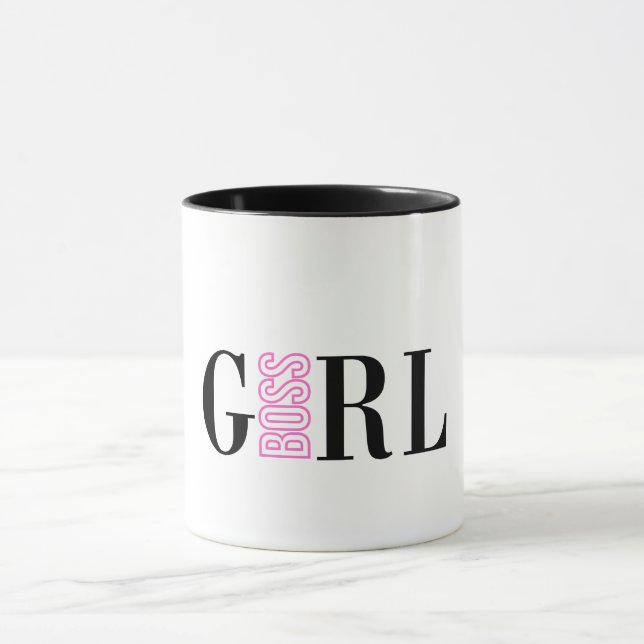Caneca Menina Chefe Rosa Preto (Centro)