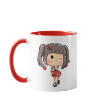 Menina Chibi Fofa Piscando com TrançasKawaiiCartoo