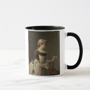 Caneca Menina com raquete e Shuttlecock