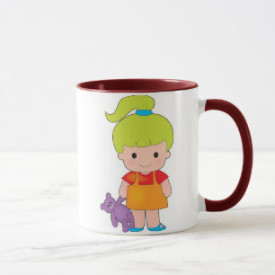 Caneca Menina com urso de ursinho