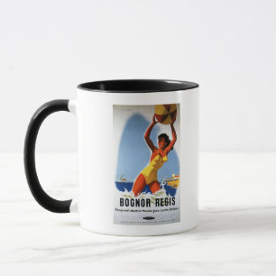 Caneca Menina das estradas de ferro e poster britânicos