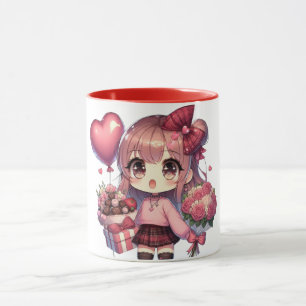 Caneca Menina de animação Dia de os namorados bonita