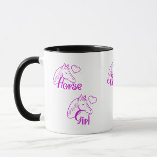Caneca Menina de Cavalo em Roxo com Fonte de Cabeça de Ca