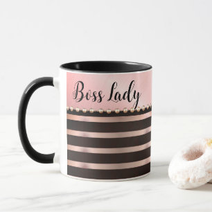 Caneca Menina de chefe com risca rosa elegante