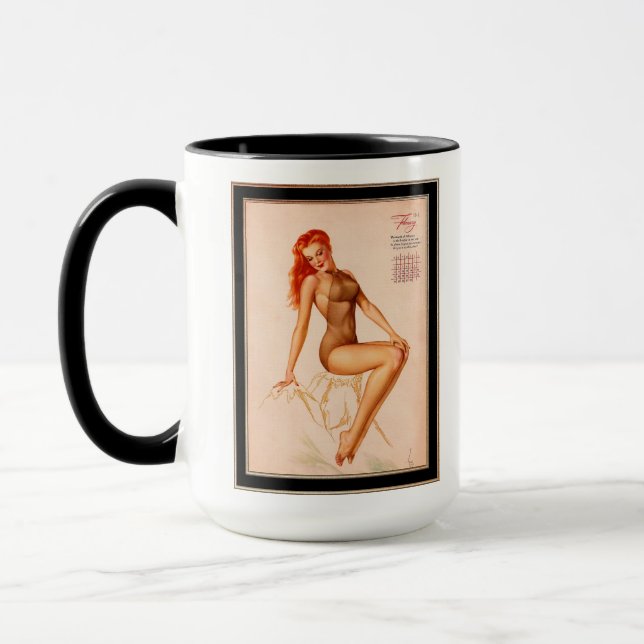 Caneca Menina de fevereiro Varga Rapariga 1946 Calendário (Esquerda)
