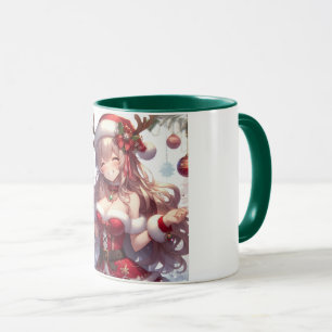 Caneca Menina de Natal de animação bonita
