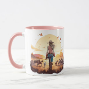 Caneca Menina do cavalo Cowgirl amante do cavalo deserto 